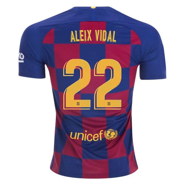 Camiseta Barcelona NO.22 Aleix Vidal 1ª 2019-2020 Azul Rojo